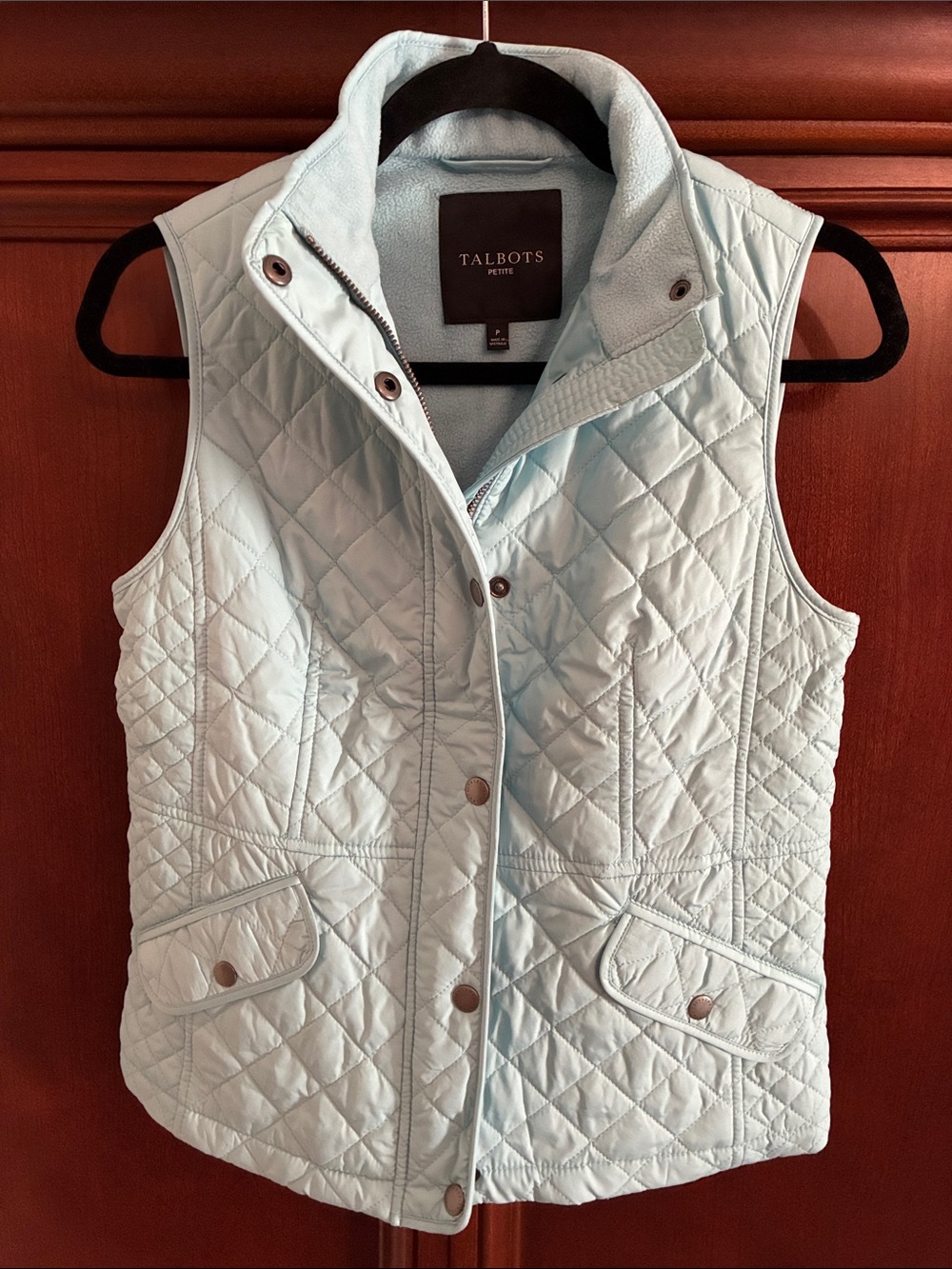 Talbots Petite Quilted Pale Blue Vest